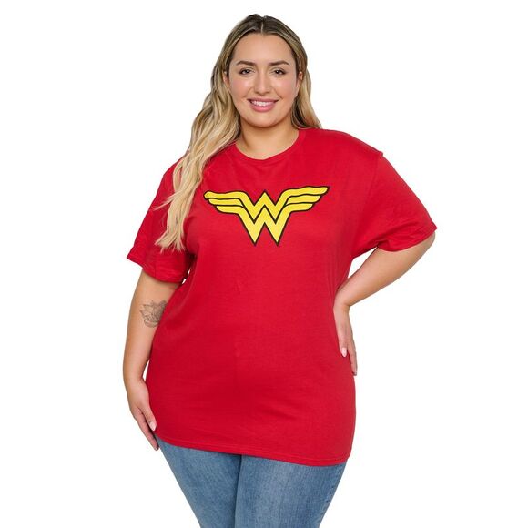 Women's Plus Wonder Woman T-Shirt Halloween Costume Tee Superhero Red DC Comics - Picture 3 of 8